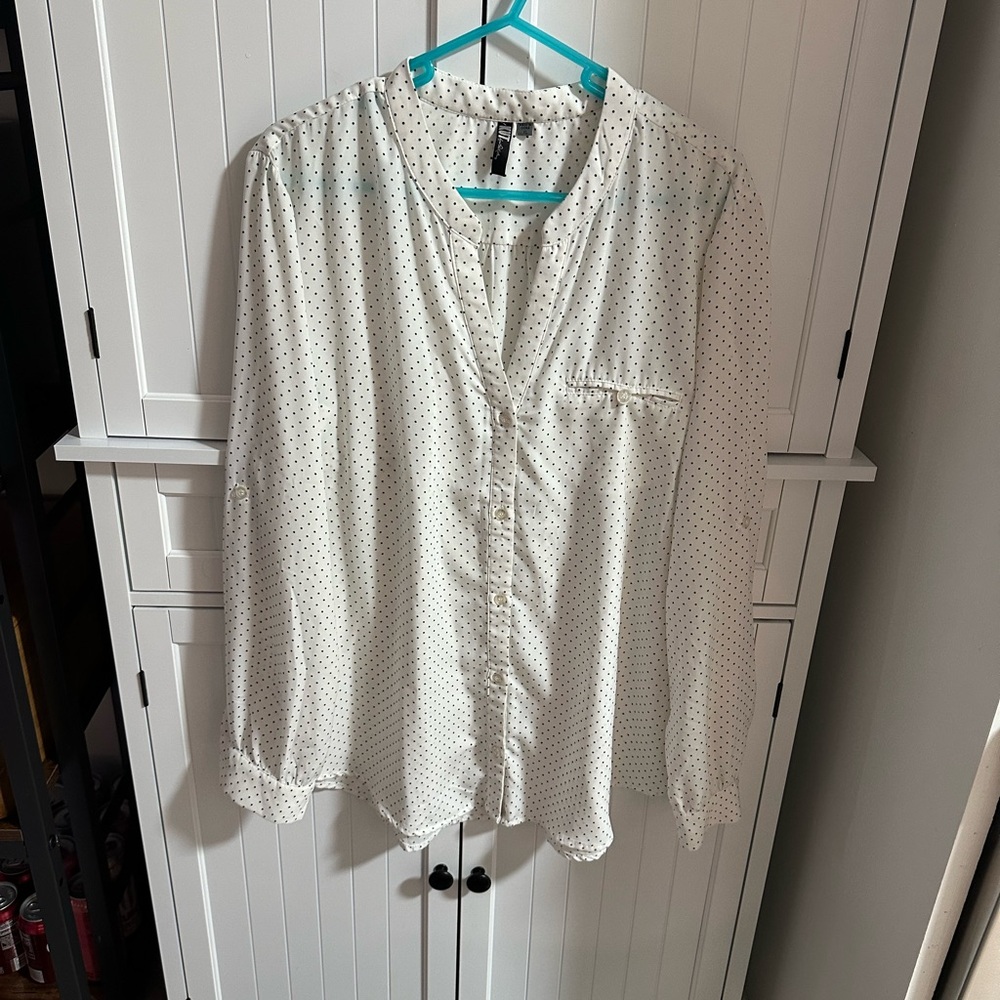 Kut from the Kloth White and Black Polka Dot Blouse